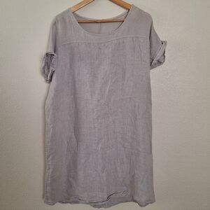 LUNGO L'ARNO Made in Italy 100% Linen Lightweight Dress in Grey Size XL